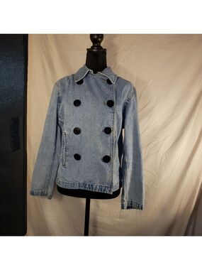 Classic Light Blue Liz Claiborne Lizwear Jeans Double-Breasted Jean Jacket - M
